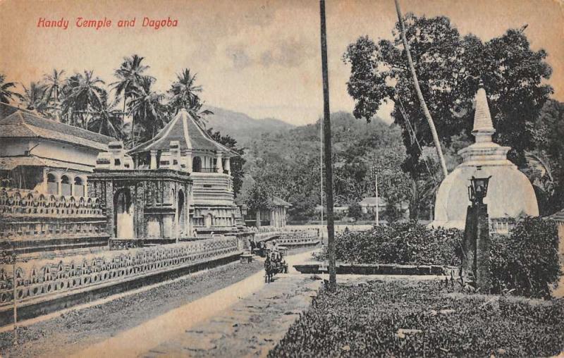 Kandy Sri Lanka Kandy Temple dagoba horse wagon antique pc Y10960