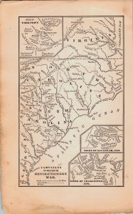 Antique 1885 Print Map Revolutionary War Brief History The United States 