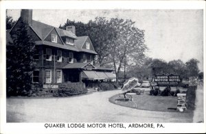 Ardmore Pennsylvania Quaker Lodge Motor Hotel Motel c1930-50s Vintage Postcard