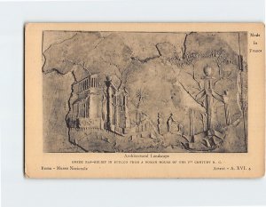 Postcard Architectural Landscape Greek Bas Relief Museo Nazionale Rome Italy