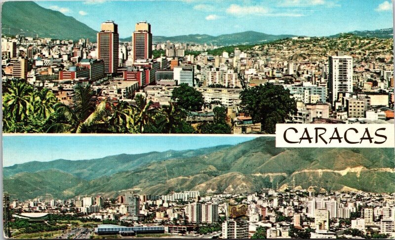 Caracas Venazuela Multi View Scenic City Skyline Capitol Chrome WOB Postcard 