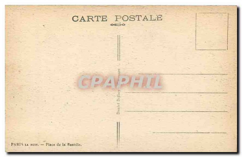 Old Postcard Paris Place Bastille Night