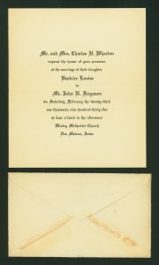 Beatrice Wharton Wedding Invitation 1935 Wesley Methodist Church Des Moines Iowa