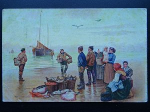 Fisherfolk FISHERMEN & FISHERWOMEN Unload Catch c1905 Postcard by Popular 303