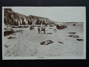 Cymru Carmarthen PENDINE Cars on Beach shows Three Young Men c1930 RP Postcard