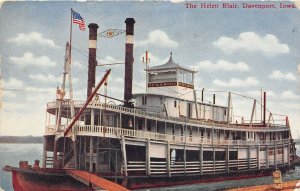 J25/ Ship Postcard c1910 Davenport Iowa Steamer Helen Blair Boat 31