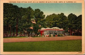 Vtg 1950 Southern Pines Cottage Court Near Florence South Carolina SC Postcard