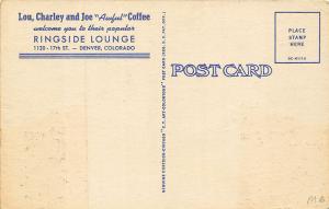 Denver CO Ringside Lounge Boxing Joe Awful Coffee Restaurant C T Postcard