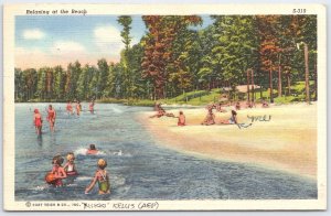 Vintage 1940s Linen Postcard Relaxing at the Beach Cleveland OH S-319
