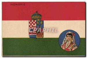 Old Postcard Flag Woman Hungary Hungary