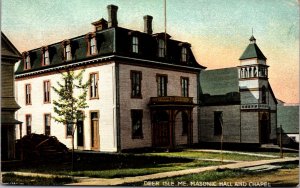 Postcard Masonic Hall and Chapel in Deer Isle, Maine