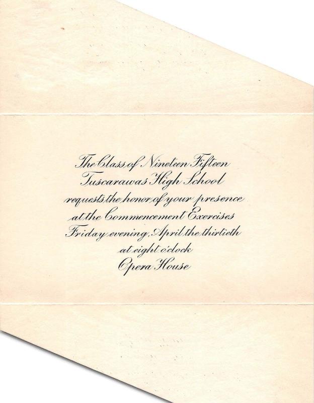 Ohio Non-Postcard TUSCARAWAS 1915 High School Commencement Invitation Foldout