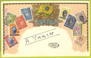 ae9879 - BRAZIL - VINTAGE POSTCARD - STAMPS ON POSTCARD - PULLER-