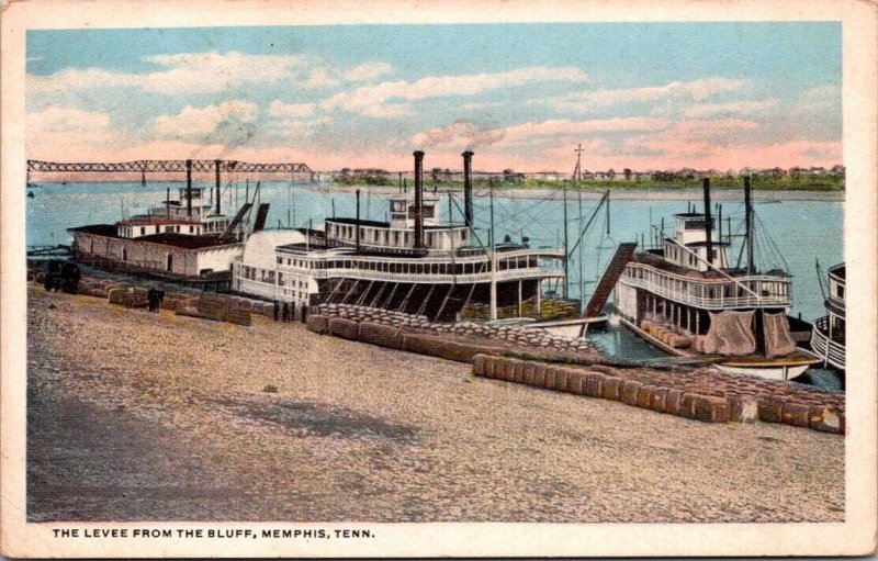 Postcard The Levee From The Bluff in Memphis, Tennessee