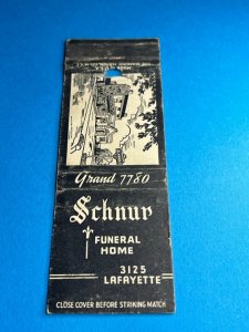 Vintage Matchbook Cover Schnur Funeral Home St Louis, Missouri MB138
