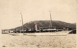 RPPC Lyndonia, Camden, Maine Cyrus Curtis Yacht 1920 Vintage Photo Postcard