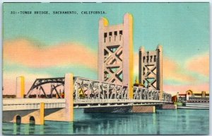 Postcard - Tower Bridge, Sacramento, California, USA