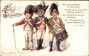 Tuck For King and Country Little Boy Drummer Soldiers c1910 Vintage Postcard