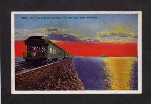 UT Overland Limited Railroad Train near Salt Lake City Utah Sunset Postcard