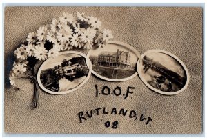 1908 IOOF Multiview Covered Bridge Rutland Vermont VT RPPC Photo Postcard 