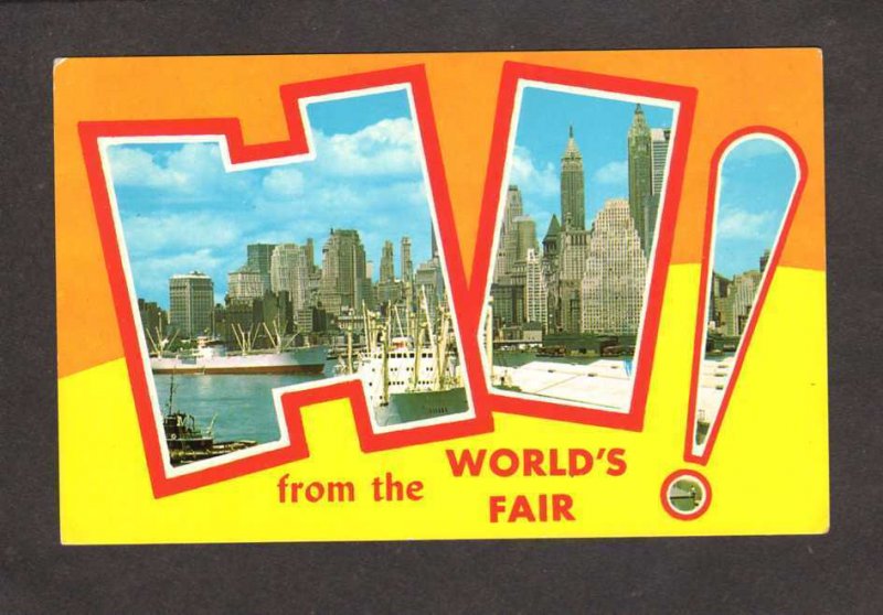 NY Hi From the World's Fair Manhattan Skyline E. River New York City NYC...