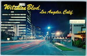 c1960s Los Angeles CA Greetings Night Wilshire Blvd Exposure Downtown IBM A237