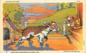 Heading for home Cow Mountain Home Arkansas linen 1941 Postcard Teich 13615