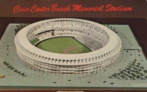 Civic Center Busch Memorial Stadium St. Louis MO Posted Vintage Chrome Post Card