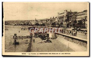 Nice Old Postcard The Beach Promenade des Anglais and the Hotels
