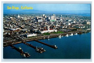 Vintage Port Harbor Docks Ships San Diego California. Postcard P96E