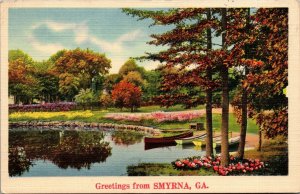 Vtg Scenic Greetings from Smyrna Georgia GA 1930s Unused Linen Postcard