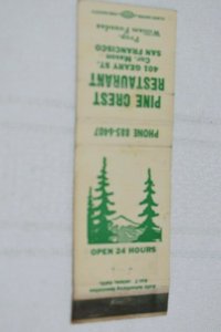 Pine Crest Restaurant San Francisco CA 20 Strike Matchbook Cover