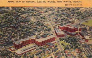 General Electric Works Aerial View Fort Wayne Indiana 1940s linen postcard