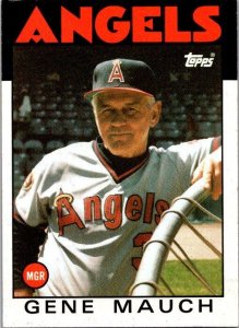 1986 Topps Baseball Card Gene Mauch Manager California Angels sk10748