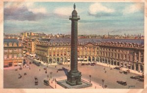 Postcard 1920's Place & Vendonne Column Paris France Structure Artwork Yvon