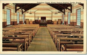 Protestant Chapel Winter General Hospital Topeka Kansas Linen Postcard