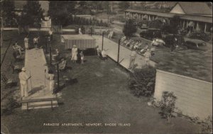 Newport Rhode Island RI Paradise Apartments Shuffleboard Vintage Postcard
