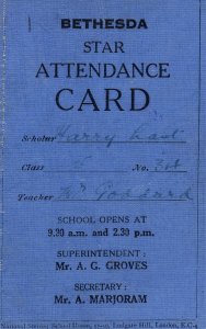 Bethesda Sunday School Ludgate Hill Church London Antique Attendance Card