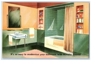 View Of Modernize Bathroom With Mirrolac Enamel Advertising Vintage Postcard