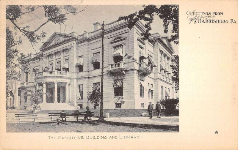 Harrisburg Pennsylvania Executive Bldg Library Antique Postcard K42969