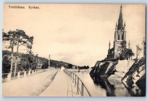 Västra Götaland Sweden Postcard Trollhättan The Church c1910 Antique Posted