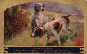 Vintage Postcard Two Dogs In The Wild Gates Of Circumstance Golden Background