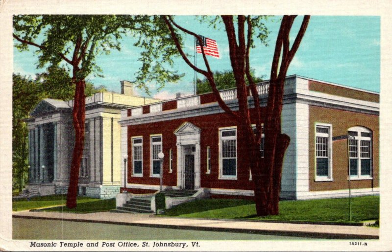 Vermont St Johnsbury Masonic Temple and Post Office Curteich