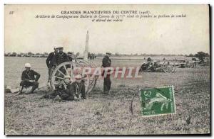 Postcard Old Army Maneuvers of the Field Artillery Center a battery of 75mm guns