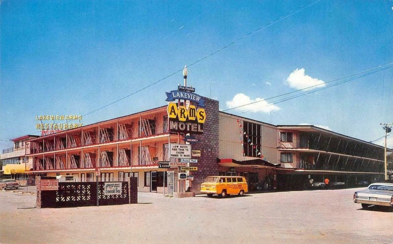 LAKEVIEW ARMS MOTEL Bijou, CA LAKE TAHOE Roadside c1960s Rare Vintage Postcard 