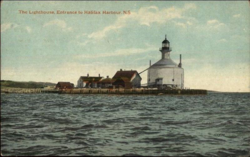 Lighthouse Entrance to Halifax Harbour Nova Scotia c1910 Postcard