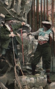 Vintage Postcard Lovers Couple Mountain Adventure Love And Romance
