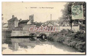 Postcard Old Troyes Charlemagne bridge