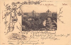 L416 Austria Wien Easter Greetings eggs flowers chicks vintage postcard