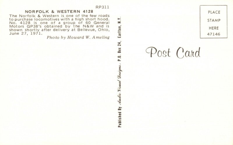 Vintage Postcard Norfolk & Western 4128 The Road To Purchase Locomotives